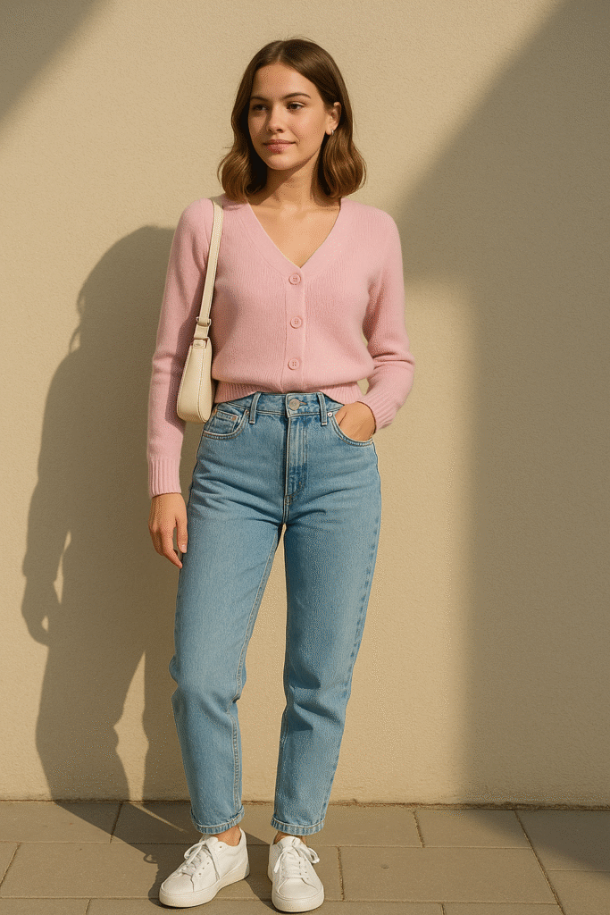 Cropped Cardigan + High-Waisted Jeans for Fashion in 2025